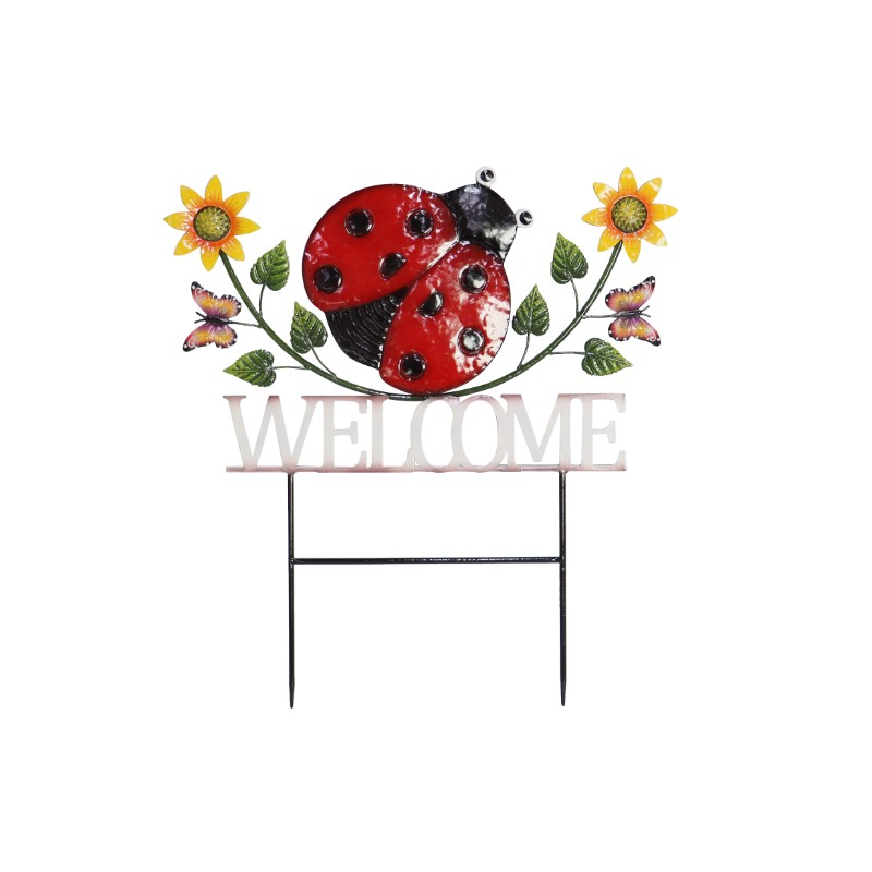 Garden Stake with Ladybug Welcome Sign
