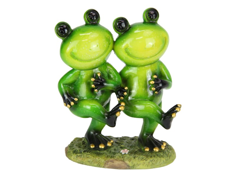 Marble Green Dancing Duo Frogs