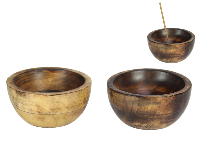 Wooden Bowl with Incense Holder