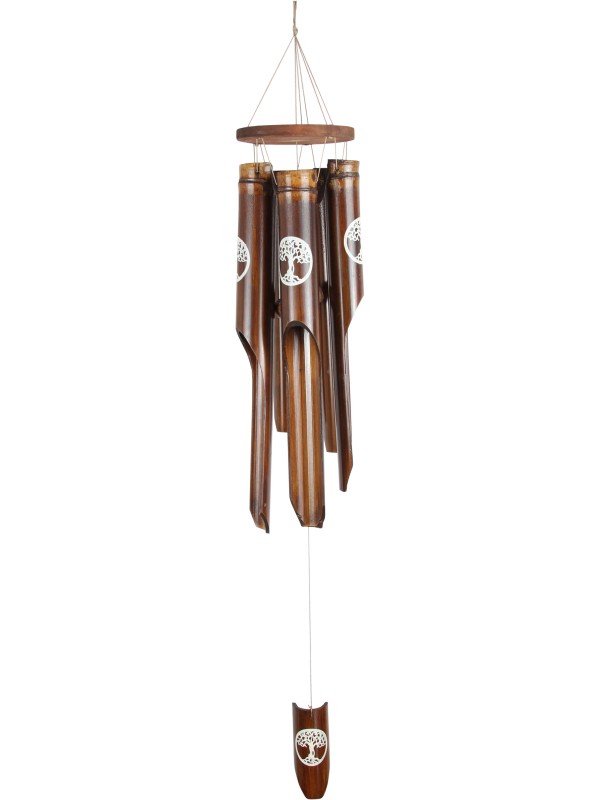 5 Tube Bamboo Wind Chime with Tree of Life Design