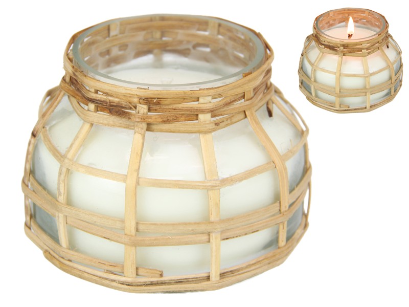 Glass and Rattan Jar Décor Candle
