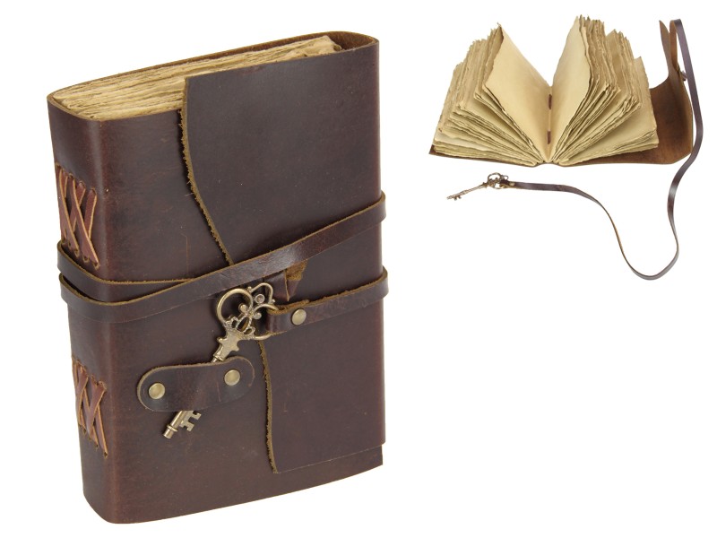 Antique Paper Leather Journal with Key