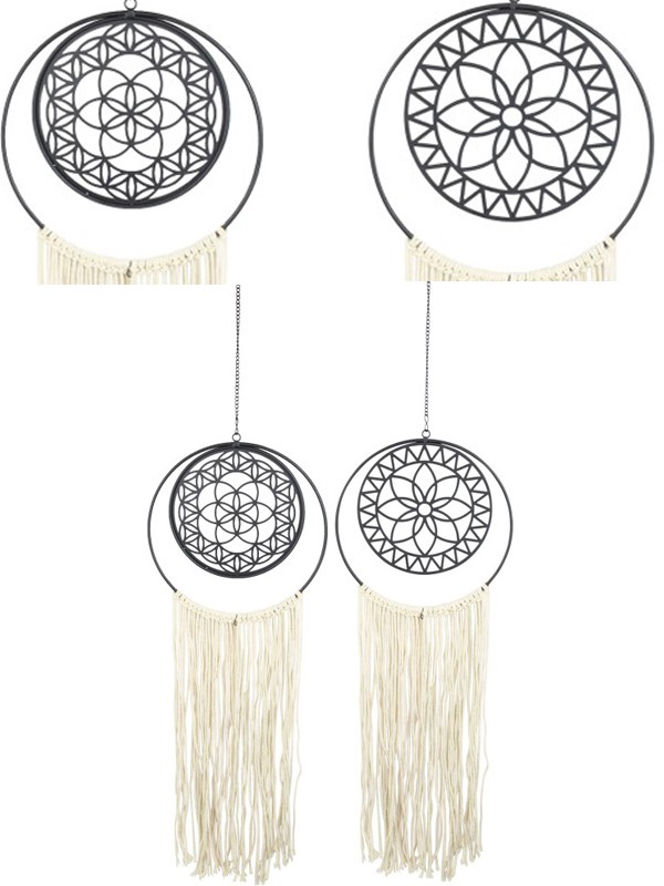 Metal and Macrame Hanger with Flower/Seed of Life Design Dream catcher