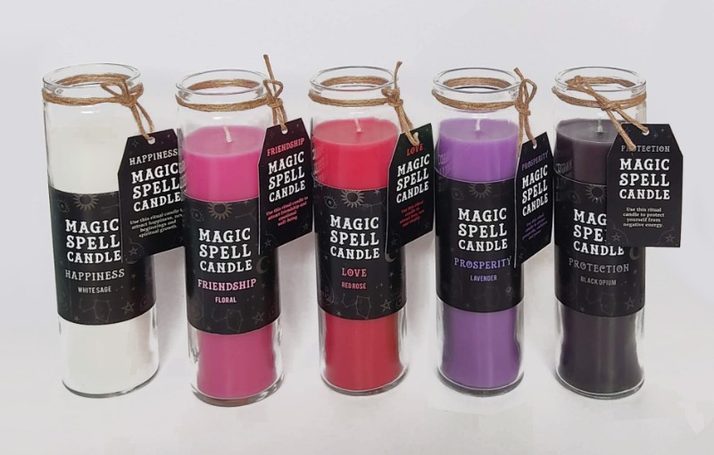Magic Spell Candle in Tall Glass Happiness, Friendship, Love, Prosperity, Protection