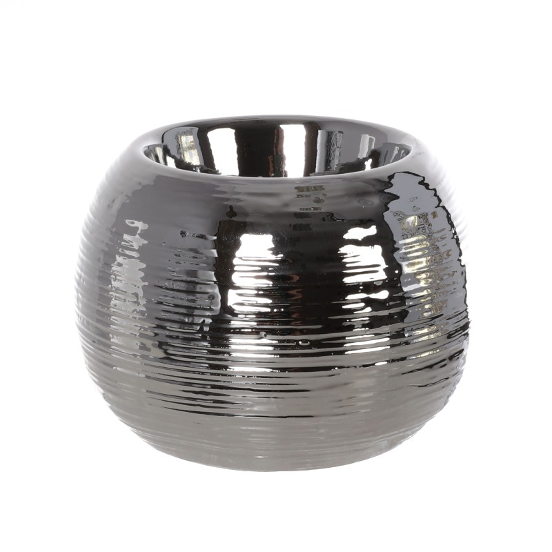 Silver Ceramic Candle Holder
