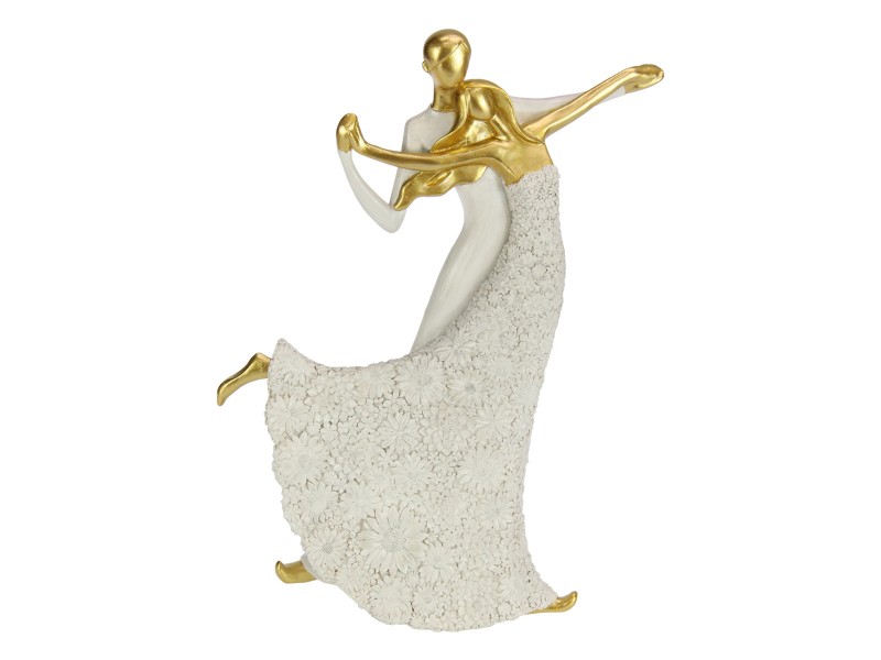 Inspirational Dancing Couple in White Dress (Gold)
