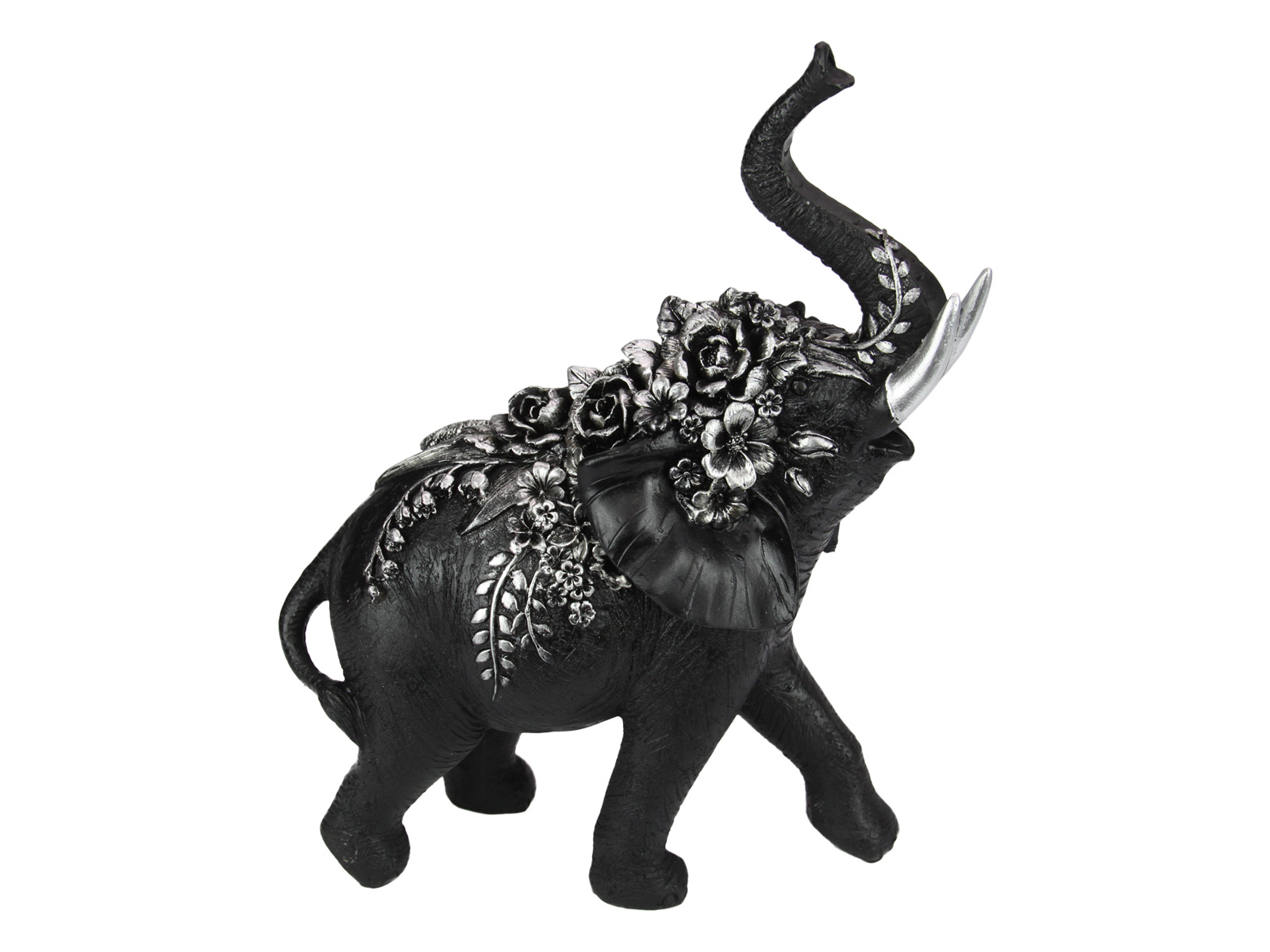 Black & Silver Floral Design Elephant