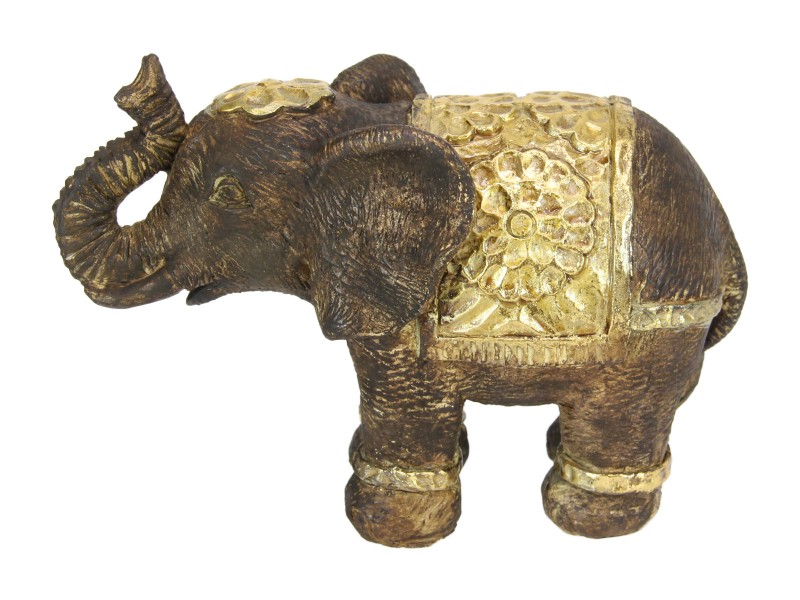 Elephant with Gold Floral Accents Design