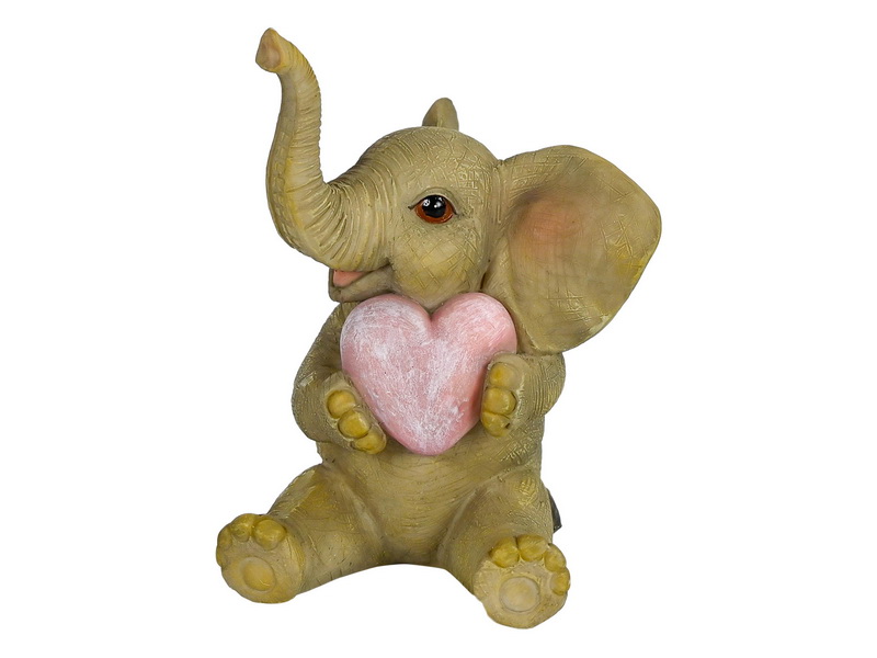Elephant Holding Pink Heart