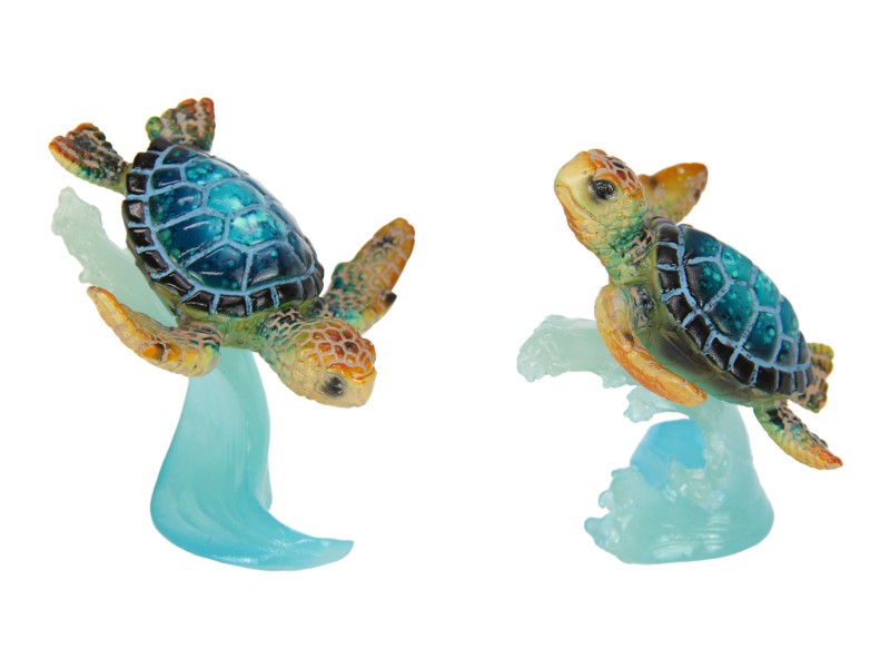 Turtle Riding Clear Blue Ocean Wave