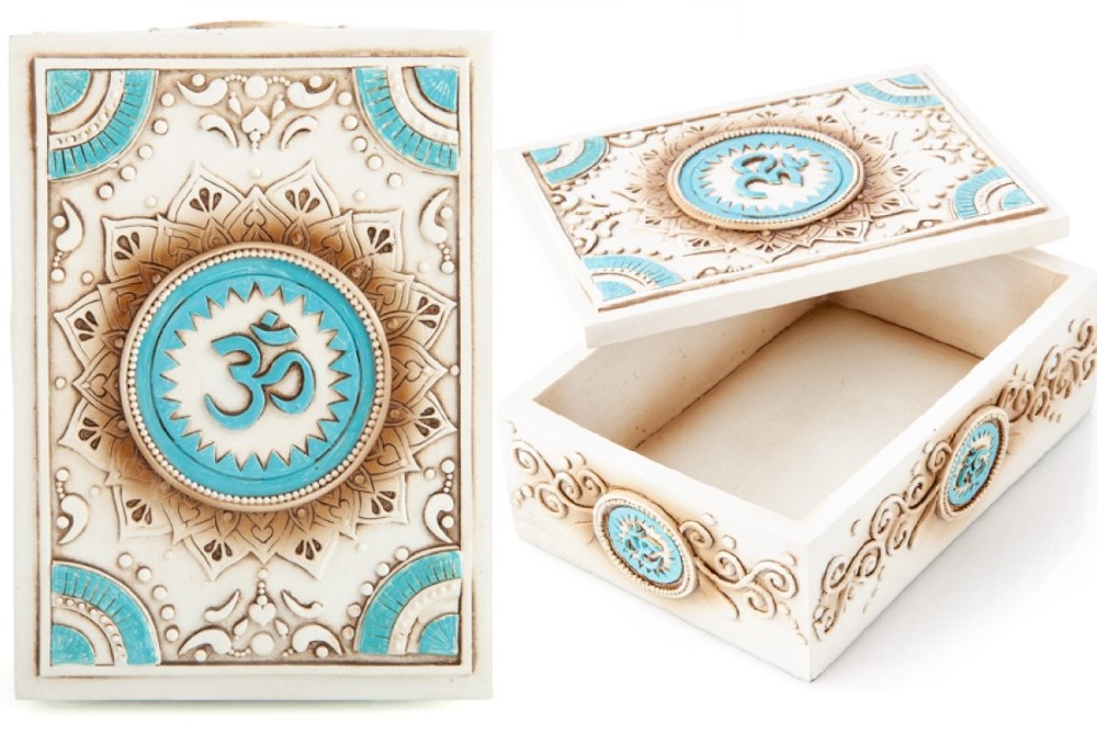 Antique White Om Lotus Tarot Box