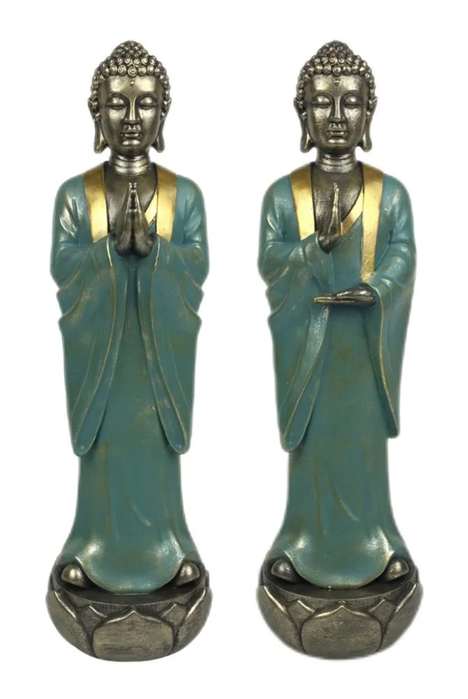 Thai Buddha Standing in Turquoise Robe