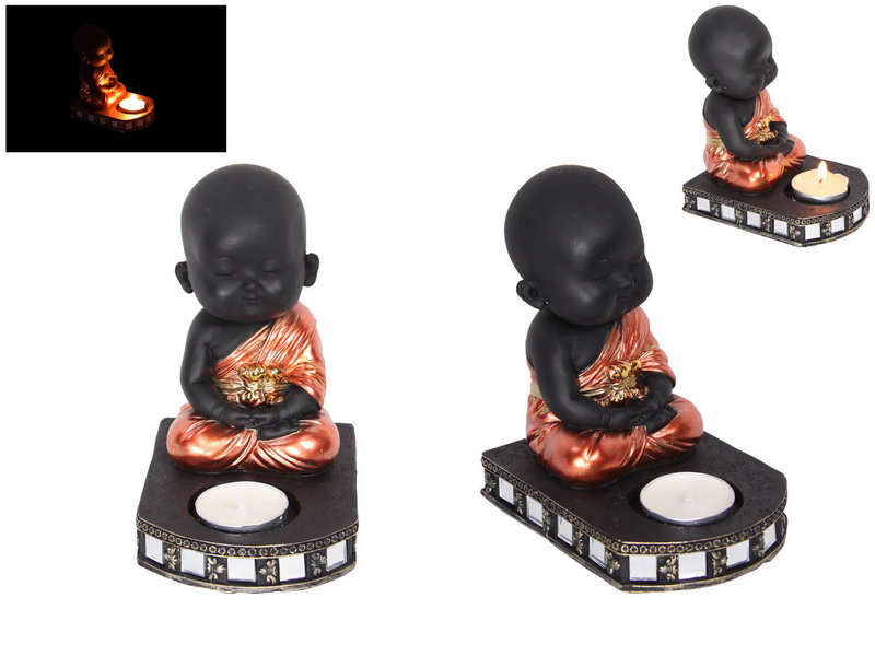 Boy Buddha in Robe Candle Holder & Incense Burner