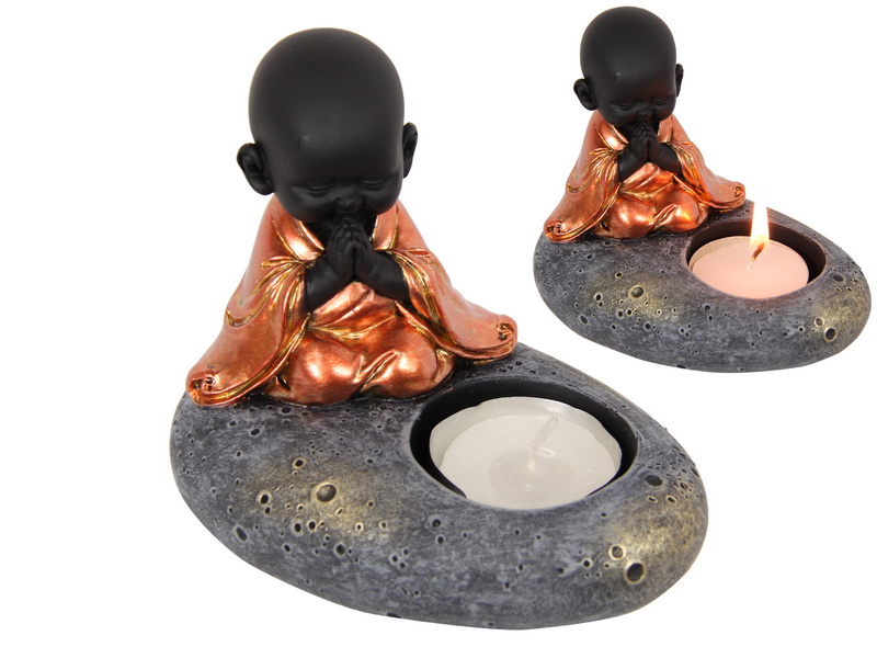 Boy Buddha in Robe Candle Holder & Incense Burner