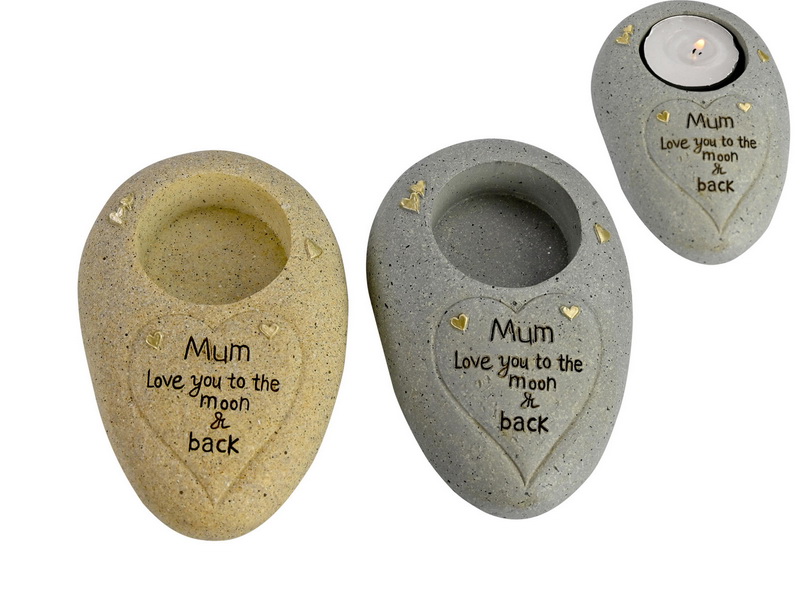 Inspirational "Mum" Message Rock Candle Holder