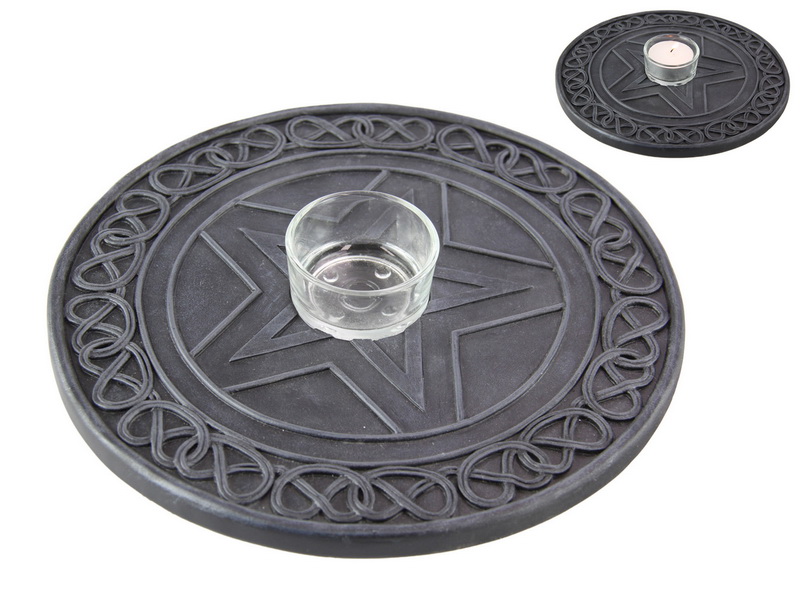 Pentagram Round Incense & Candle Holder