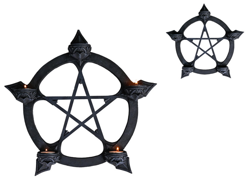 Pentagram Incense Sticks & Candles Holder Wall Plaque (Large)