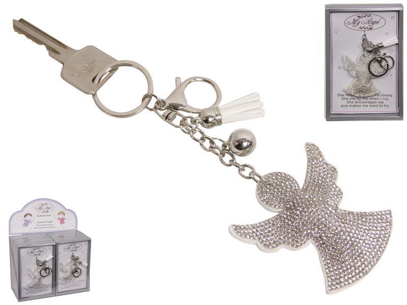 Metal Glitter Angel Keyring in Gift Box