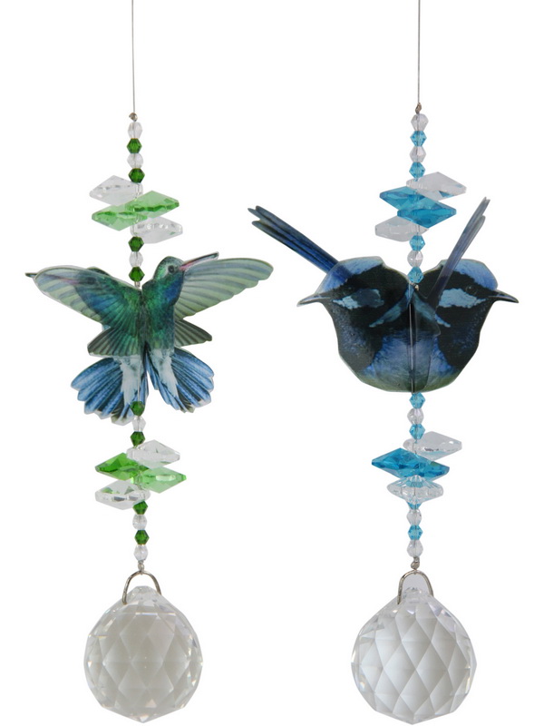 Wren/Humming Bird & Glass Crystal Suncatcher