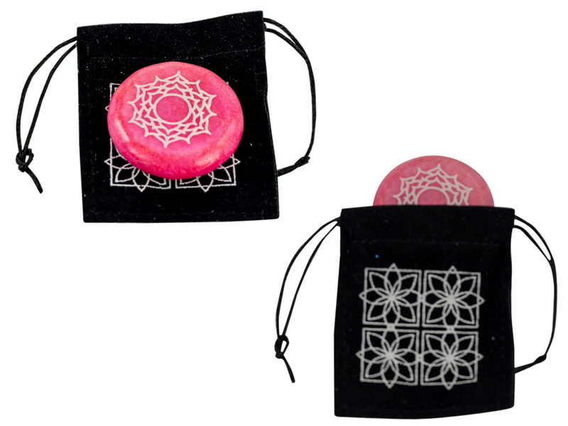 Marble Chakra Meditation Stone in Gift Bag (Pink)