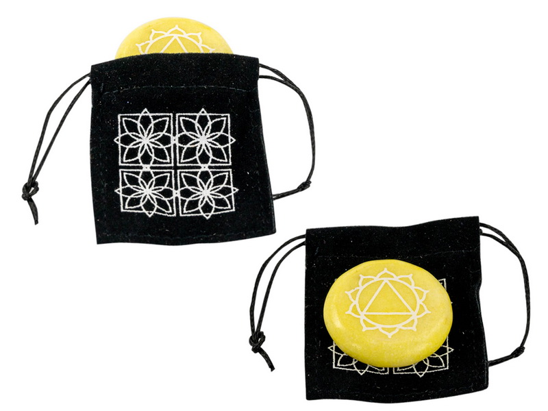 Marble Chakra Meditation Stone in Gift Bag (Yellow)