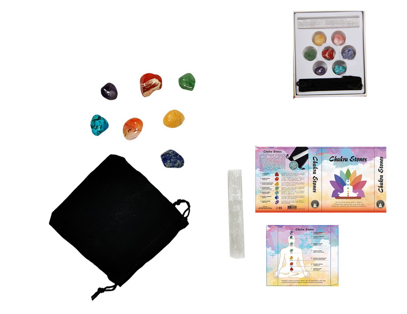 Spiritual Chakra Gemstones in Book Design Gift Box
