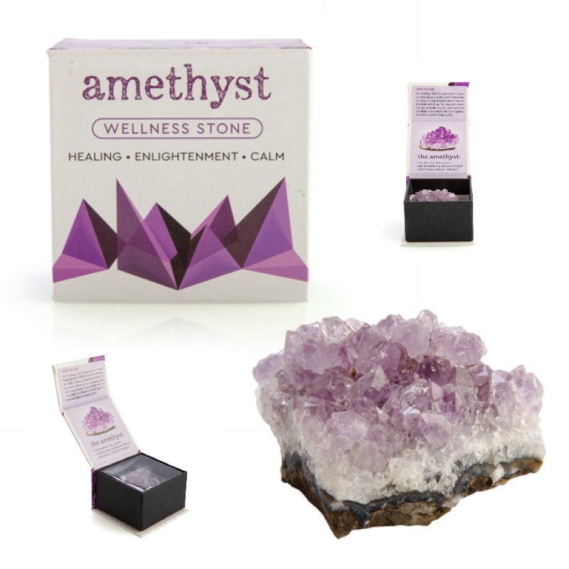 Amethyst Wellness Stone Cluster in Gift Box