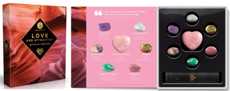 Love & Attraction Gemstones Kit in Book Design Gift Box