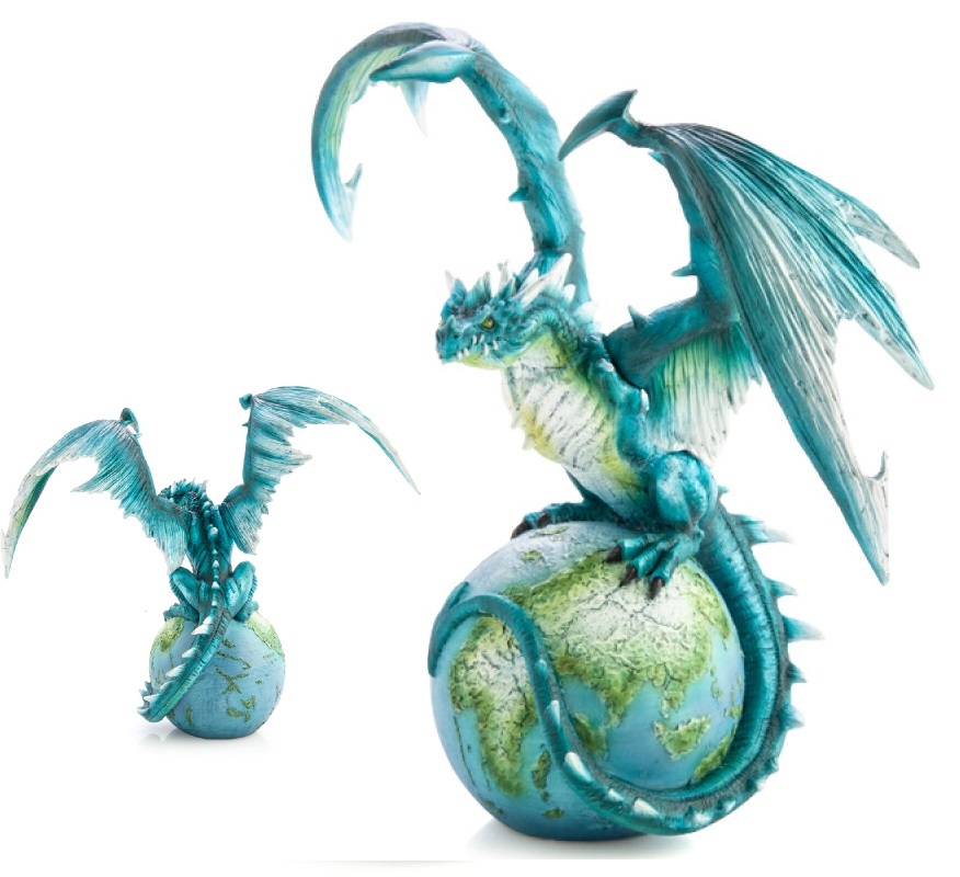 Blue Dragon on 3D World Globe (Large)