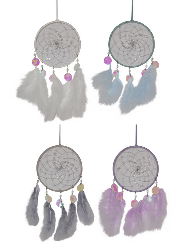 Silver Beaded Dream Catcher with Colourful Discs