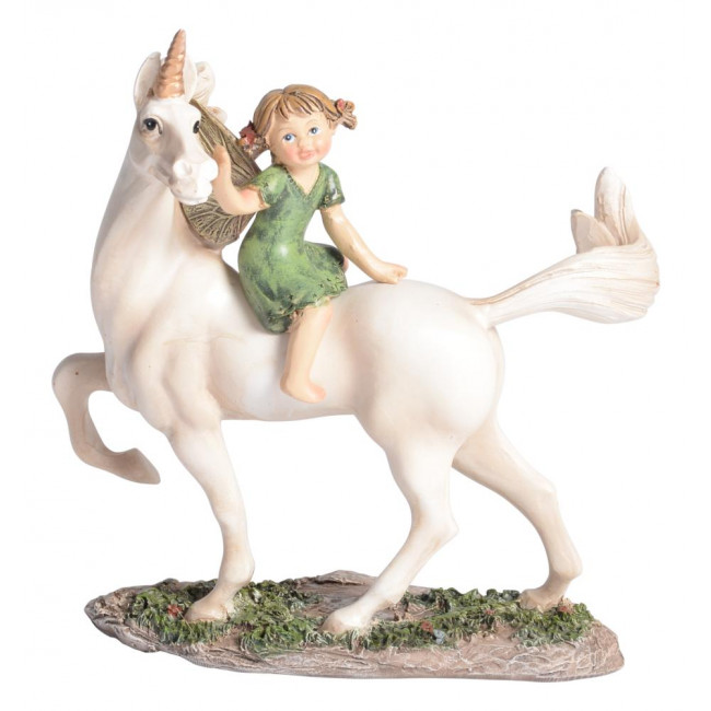 Fairy Girl & Unicorn on Floral Base