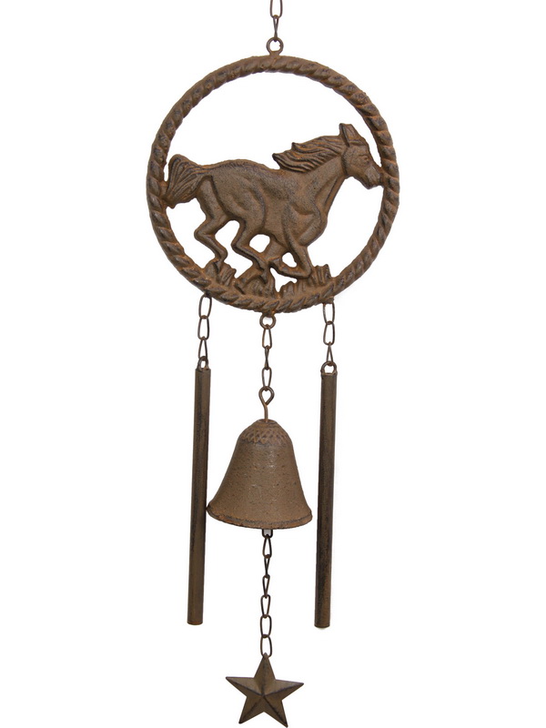Metal Cast Iron Horse & Bell Wind Chime