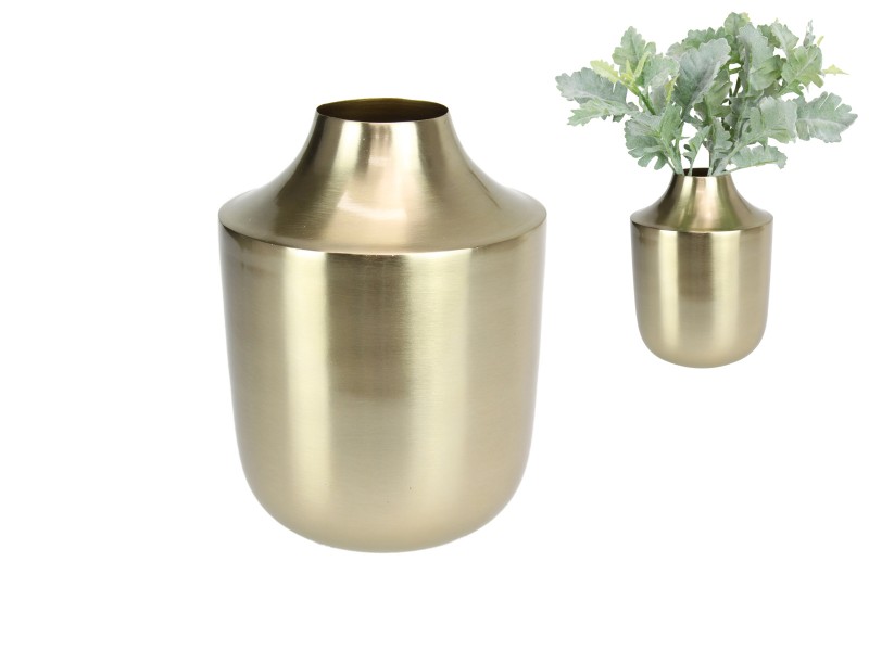 Metal Gold Matte Design Decor Vase (Large)
