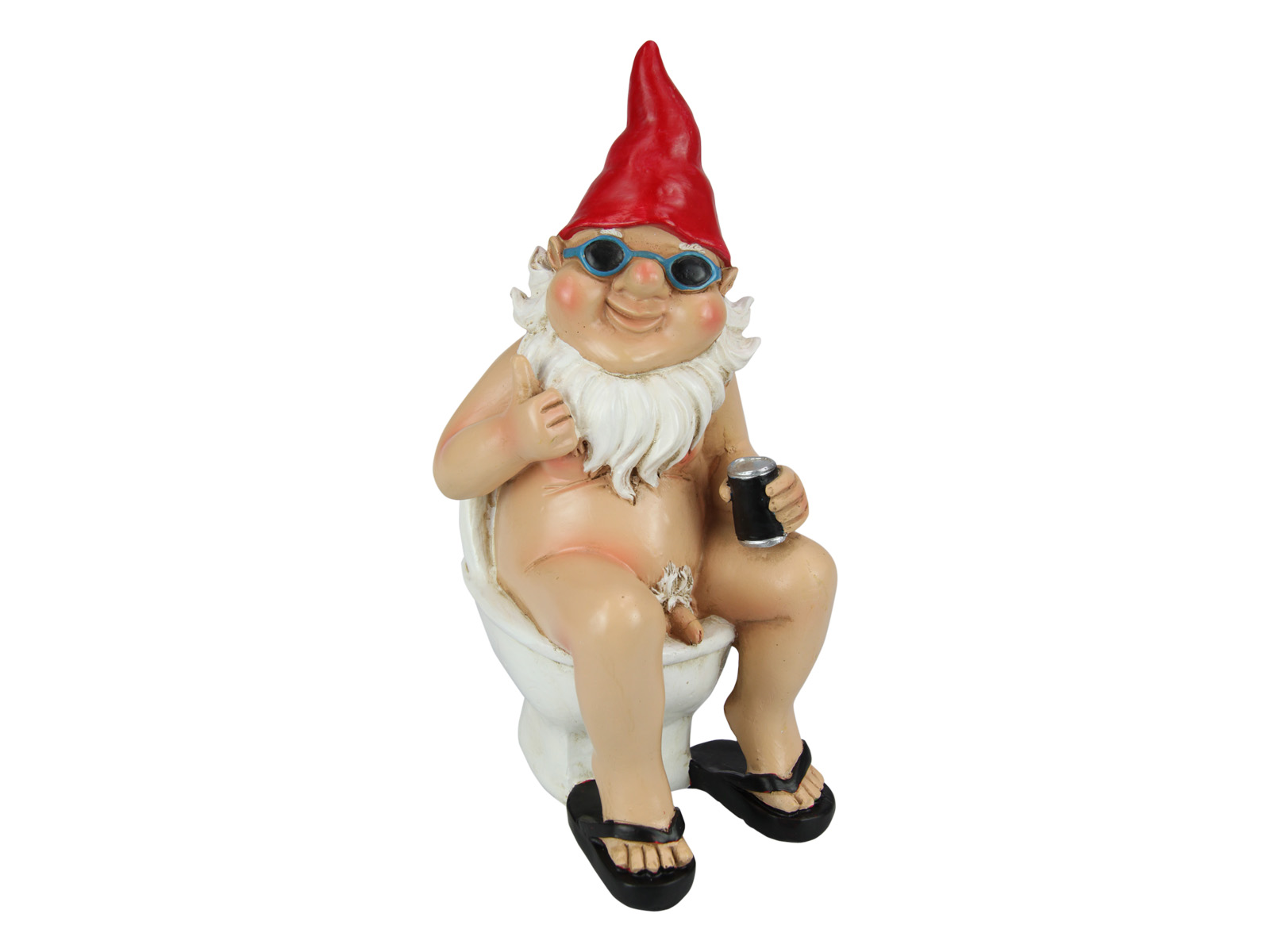 Nudist Gnome Sitting on Toilet