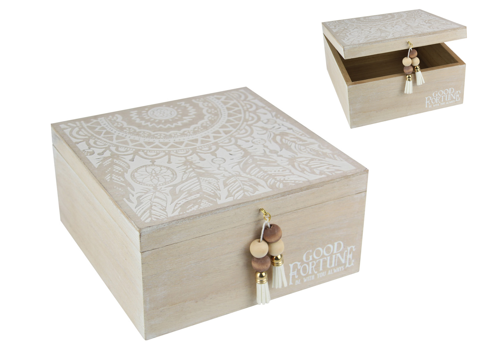 BoHo/Mandala Design "Good Fortune" Box with Tassels