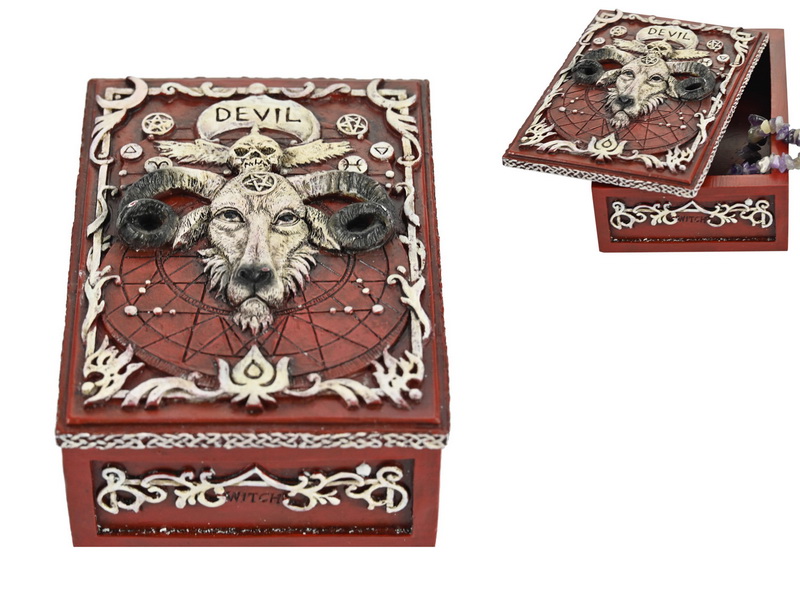 Antique Red Baphomet Symbol Tarot Box