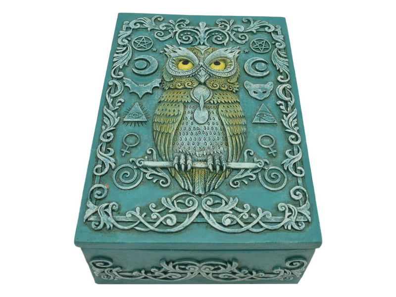 Antique Turquoise Owl of Wisdom Tarot Box