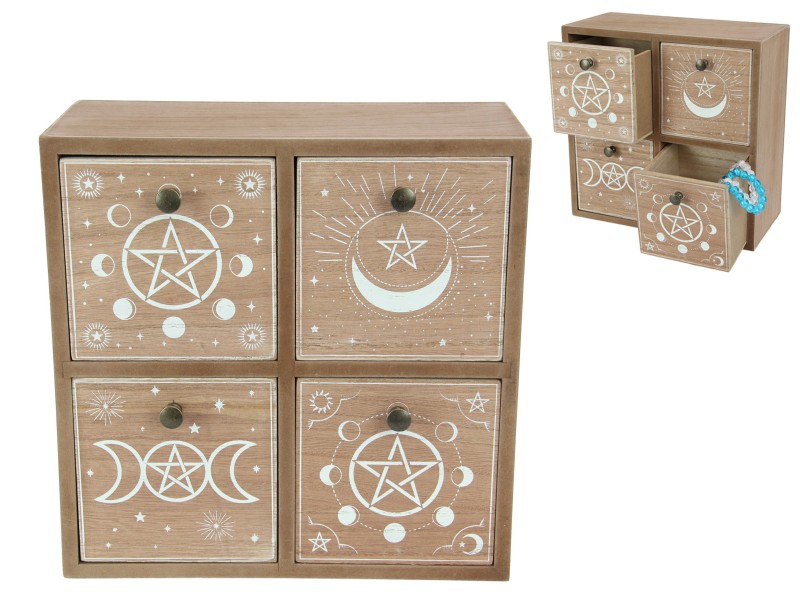 Wiccan Design Cabinet with Four Drawers (Large)