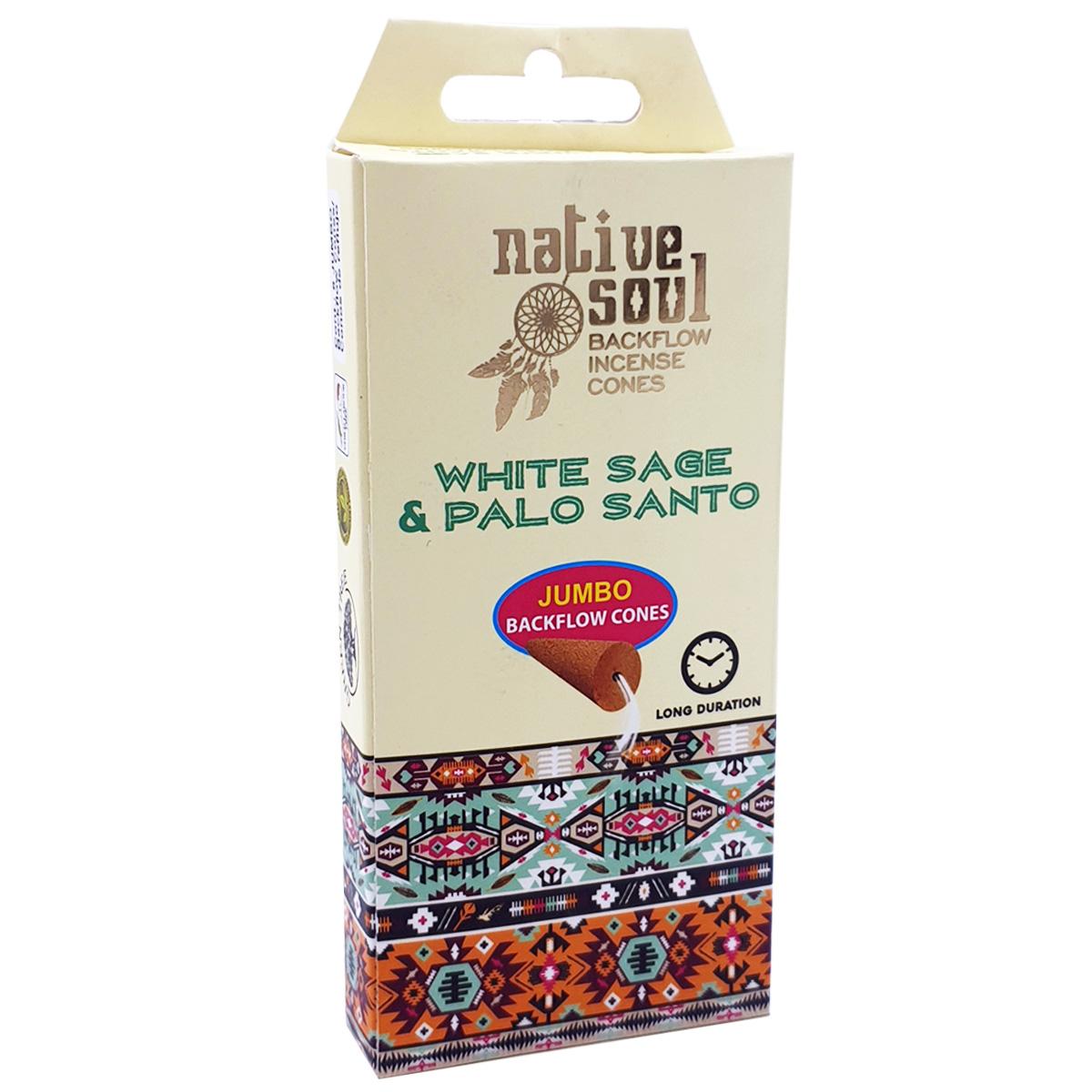 Native Soul White Sage & Palo Santo Backflow Cones (Jumbo)