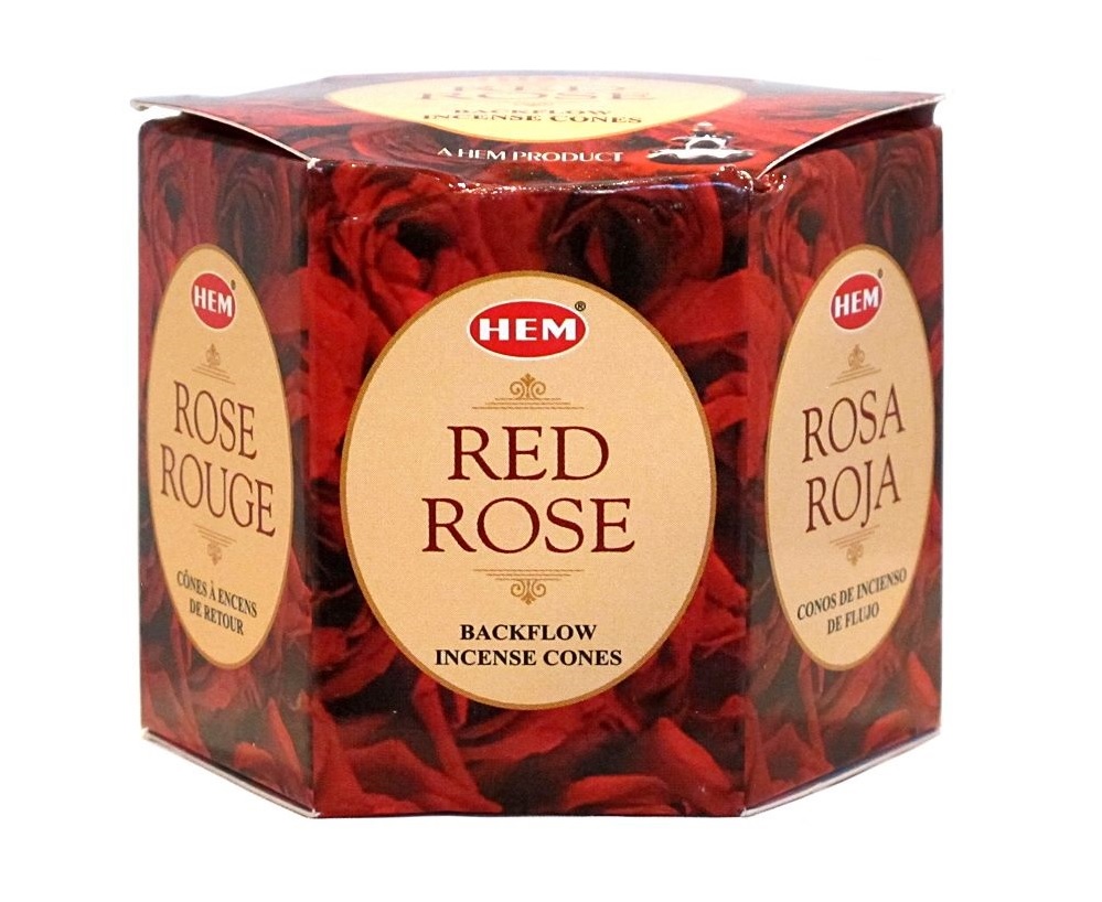 Hem Red Rose Backflow Cones in Box