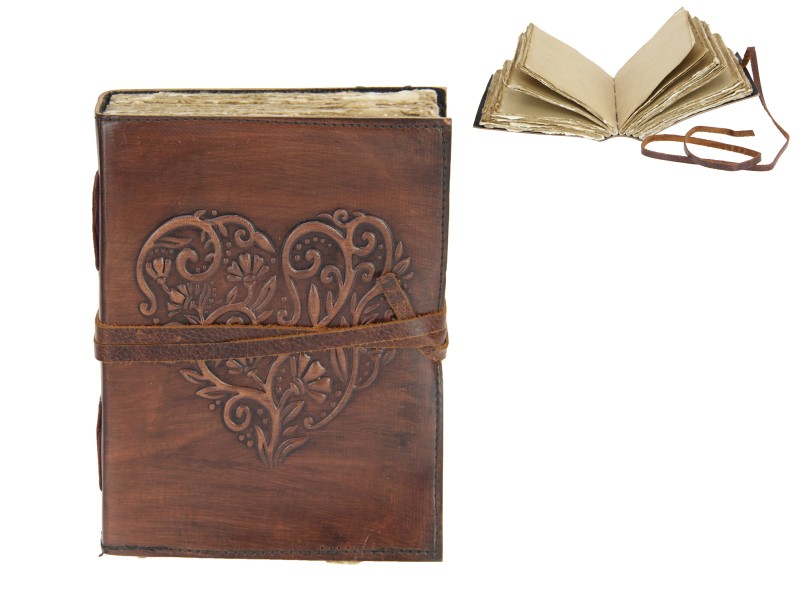 20x13cm Embossed Heart Leather Journal