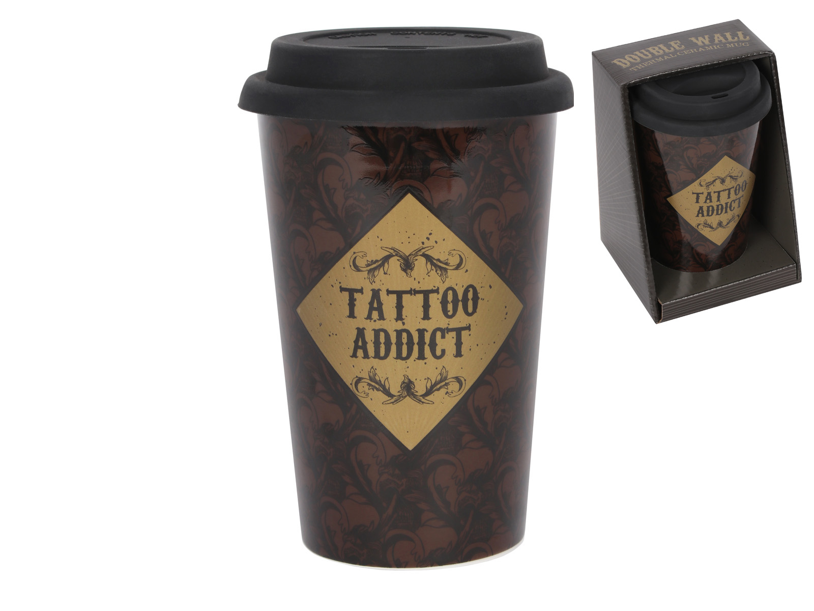 "Tattoo Addict" Thermal Travel Mug with Sleeve