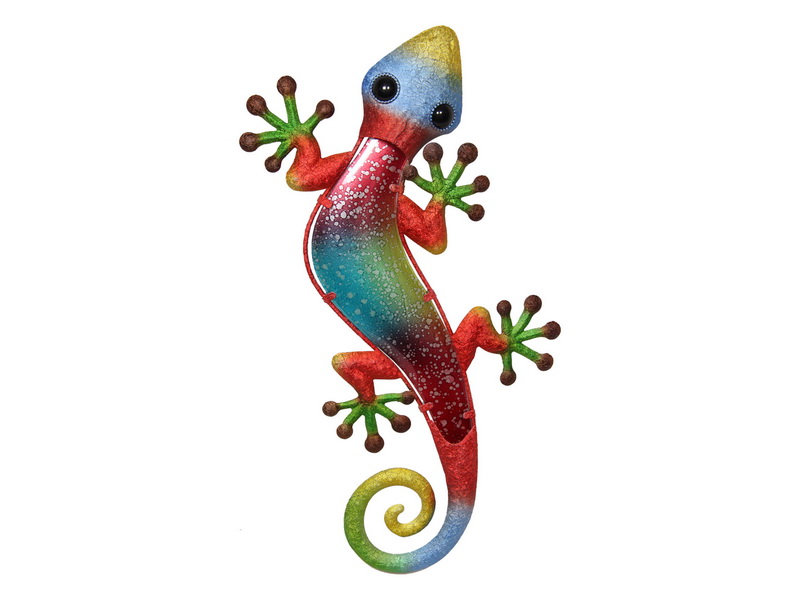 Metal & Glass Multi-Colour Lizard Wall Art (Large)