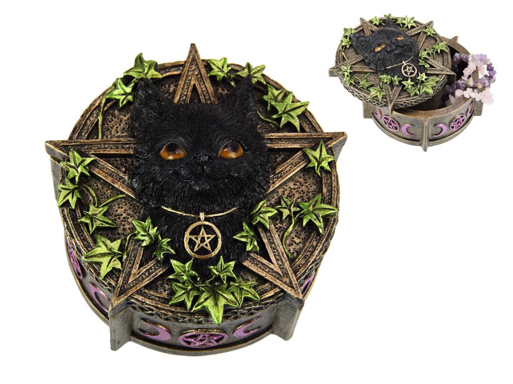 Witch Cat Celtic Trinket Box