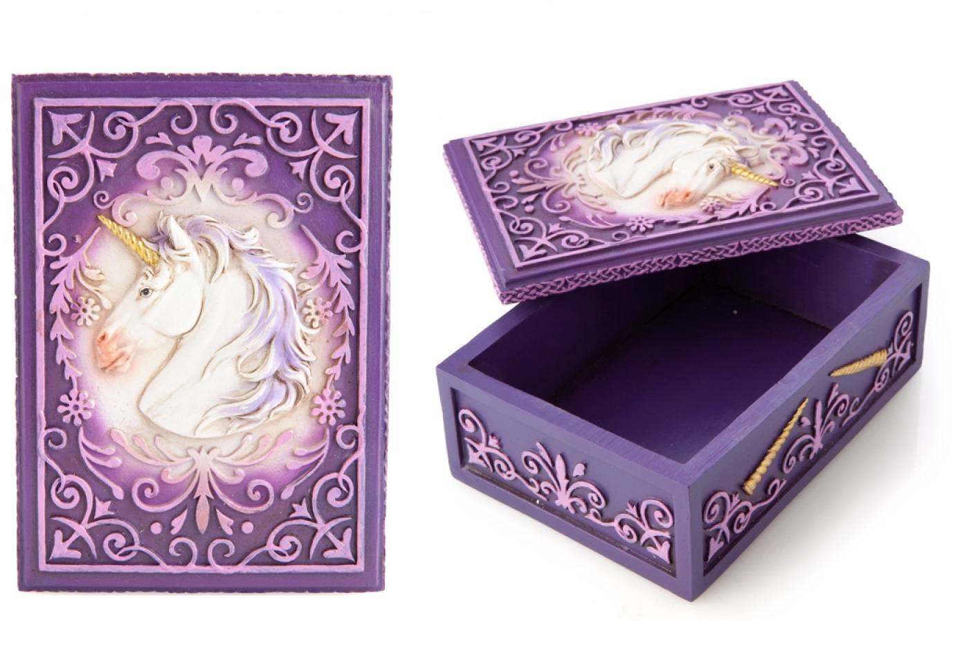 Antique Purple Mystical Unicorn Tarot Box