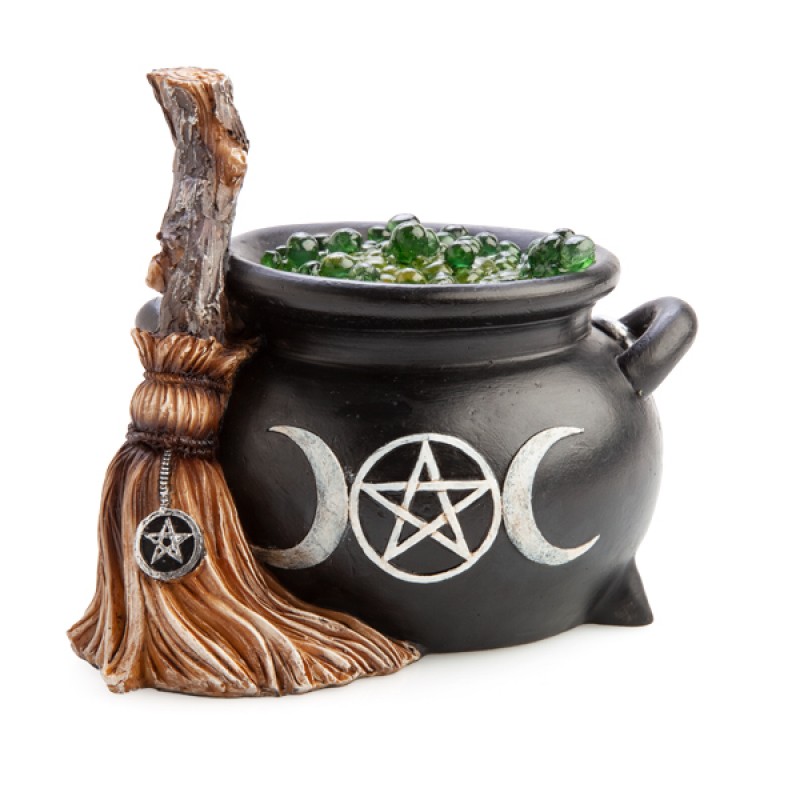 Witches Broomstick & Light Up Cauldron