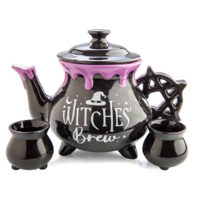 Witches Brew Cauldron Tea Pot & Cups Set
