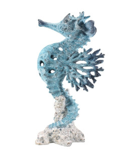 40cm Seahorse in Blue and White Coral Finish