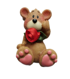 Brown Bear With Rose Magnet 4 Asst
