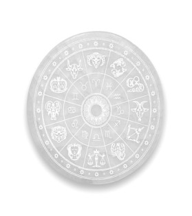 15cm x 2cm Selenite Plate  Zodiac Round